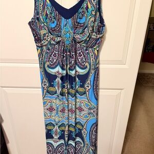 Ronni Nicole Blue & Teal Paisley Maxi Dress